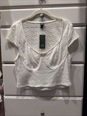 NWT wild fable White Lace Scoop Crop Top